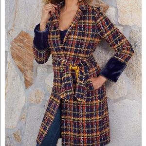 PLAID FAUX-FUR CUFF COAT 🧥 ❗️warm!